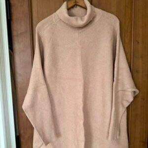 Womens Oversized Apricot Turtleneck Batwing Long Sleeve Casual Cozy Baggy Knit
